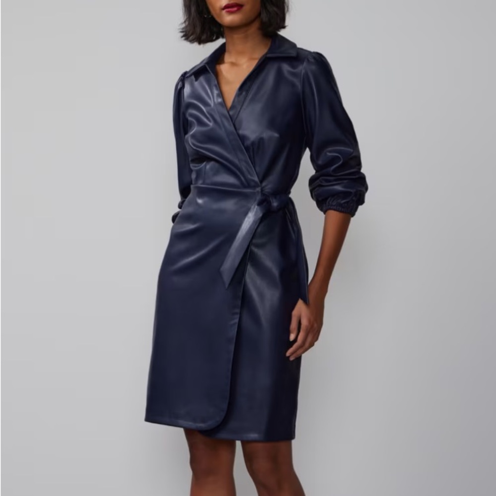 Faux leather wrap dress